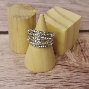 Elegant Silver Colored CZ Ring